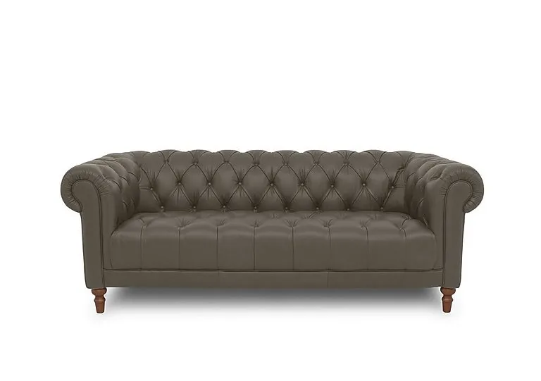 Columbus Leather 3 Seater Sofa with Wooden Feet