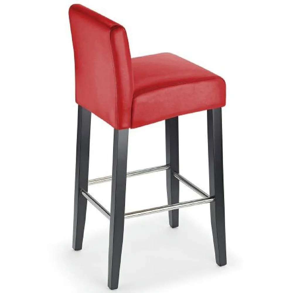 netfurniture Stenory Red Padded Kitchen Breakfast Bar Stool Wooden Frame & Legs 5