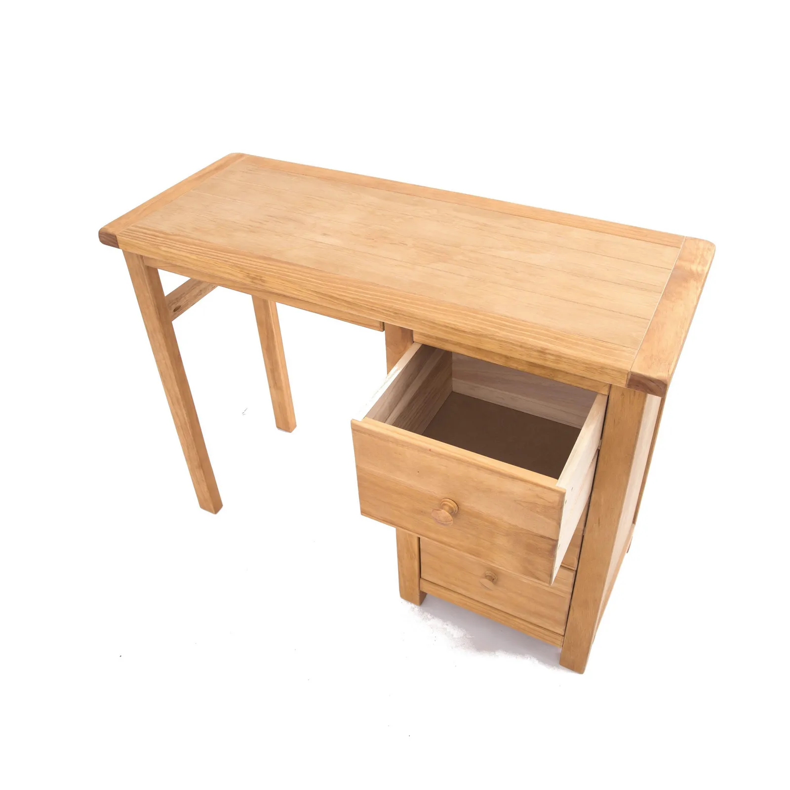 Cabinet Bits Lugo 3 Drawer Desk - Dressing Table Wood Knob in Light Brown 4