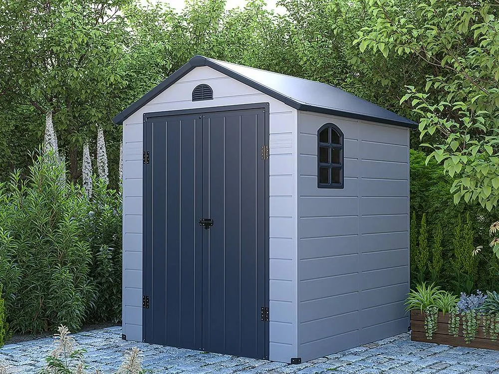 Vente-unique Grey Resin Garden Shed - 3.65 M² - CESIO in Light Grey