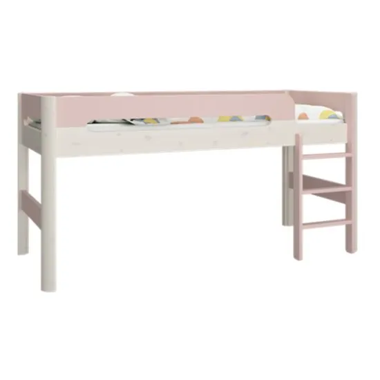 Oniria Wooden Mid Sleeper Bunk Bed In Whitewash Pink