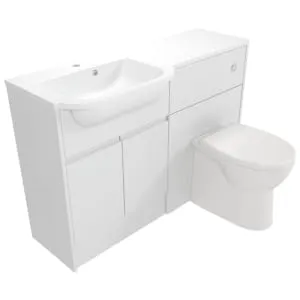 Deccado Clifton Bright White Left Hand 1200mm Fitted Vanity & Toilet Pan Unit Combination with Left Hand Basin 2