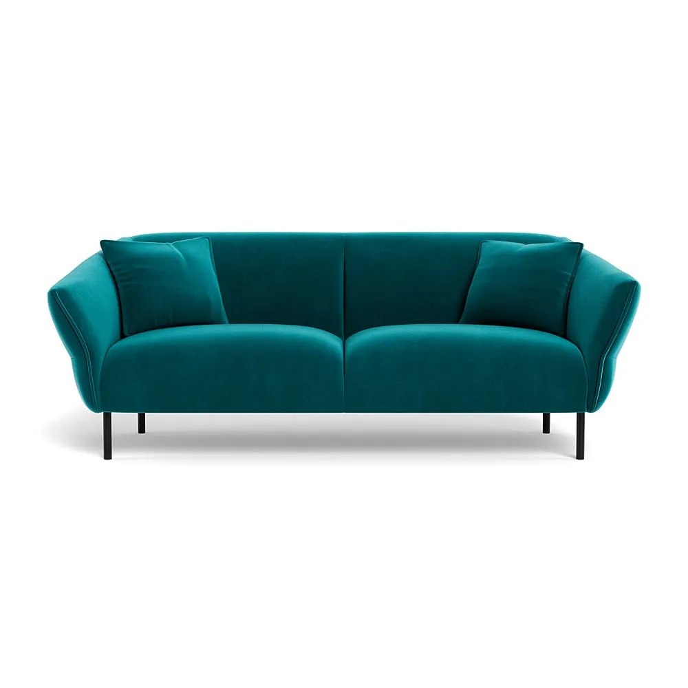 Heal's Alto 3 Seater Sofa Smart Velvet Petrol Black Feet 1