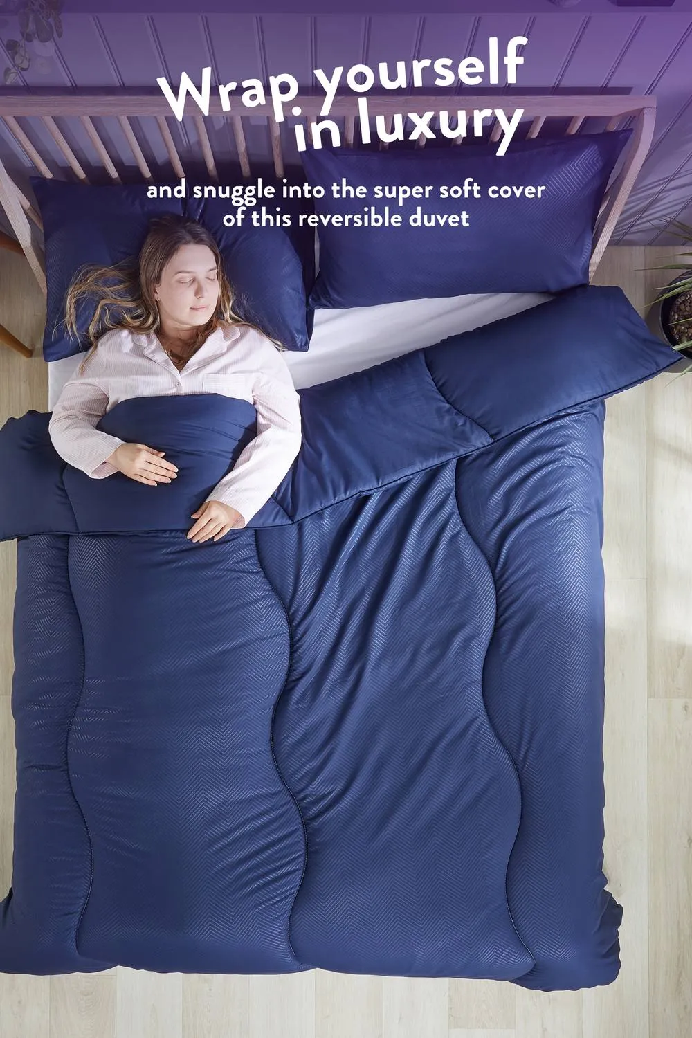 Snuggledown Coverless Embossed Herringbone 10.5 Tog Duvet, Navy 4