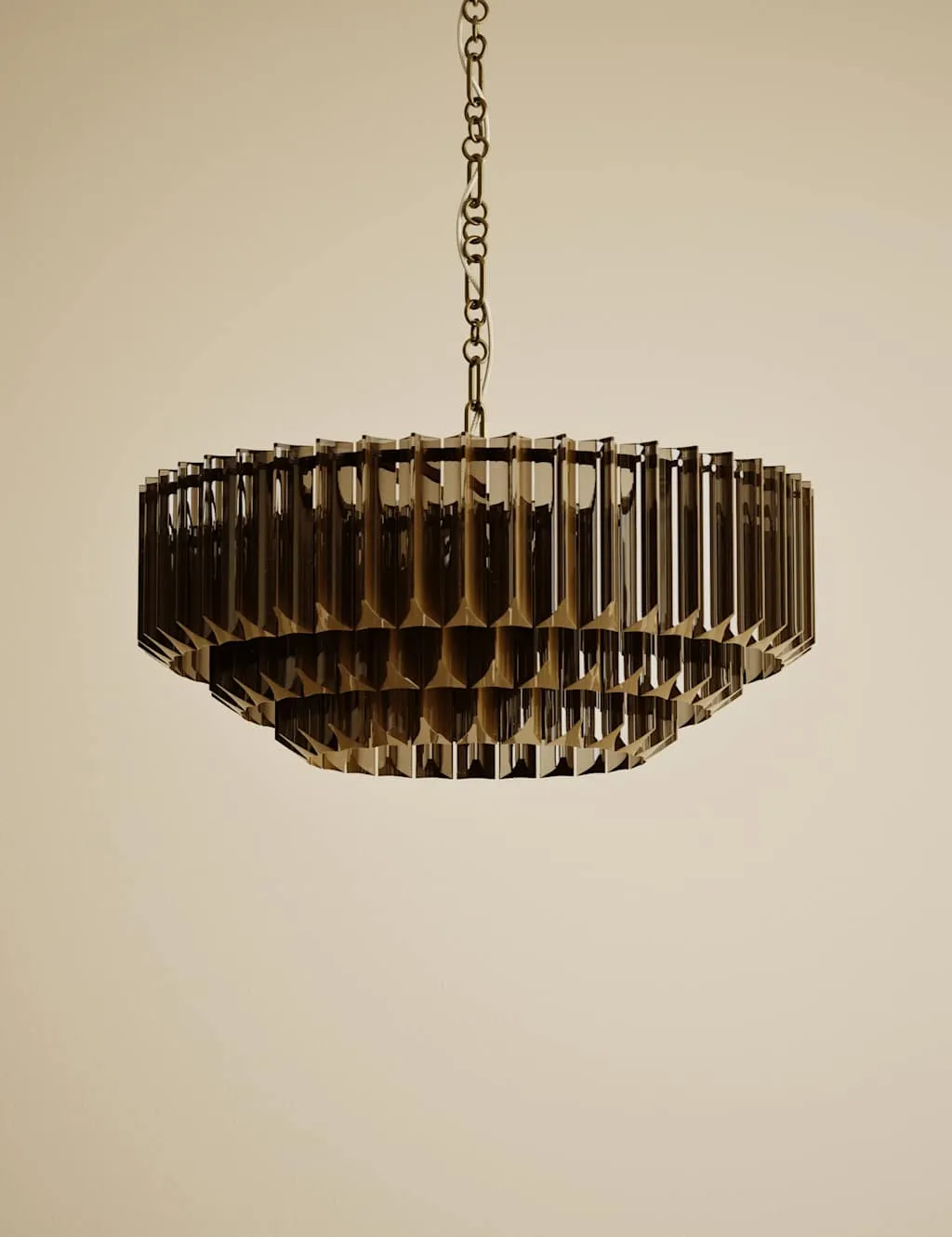 M&S 3 Tiered Glass Chandelier Amber
