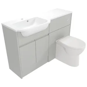 Deccado Clifton Whisper Grey Left Hand 1200mm Fitted Vanity & Toilet Pan Unit Combination with Left Hand Basin 2