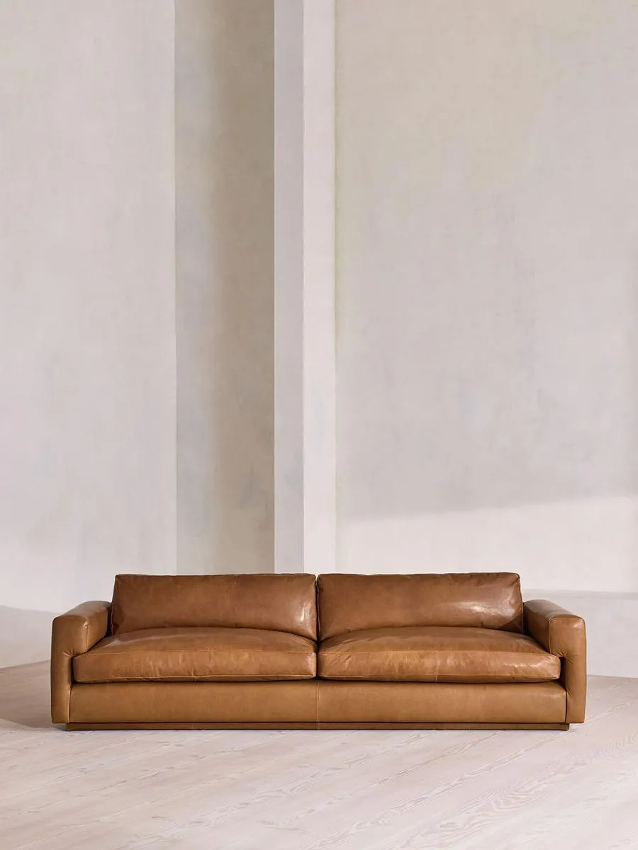 Mossley Four Seater Sofa, Leather, Chestnut