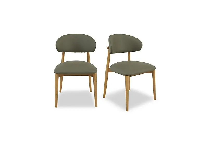 Riga Pair of Wooden Dining Chairs - Green