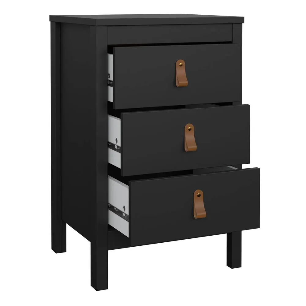 Furniture To Go Barcelona Bedside Table 3 Drawers in Matt Black 6
