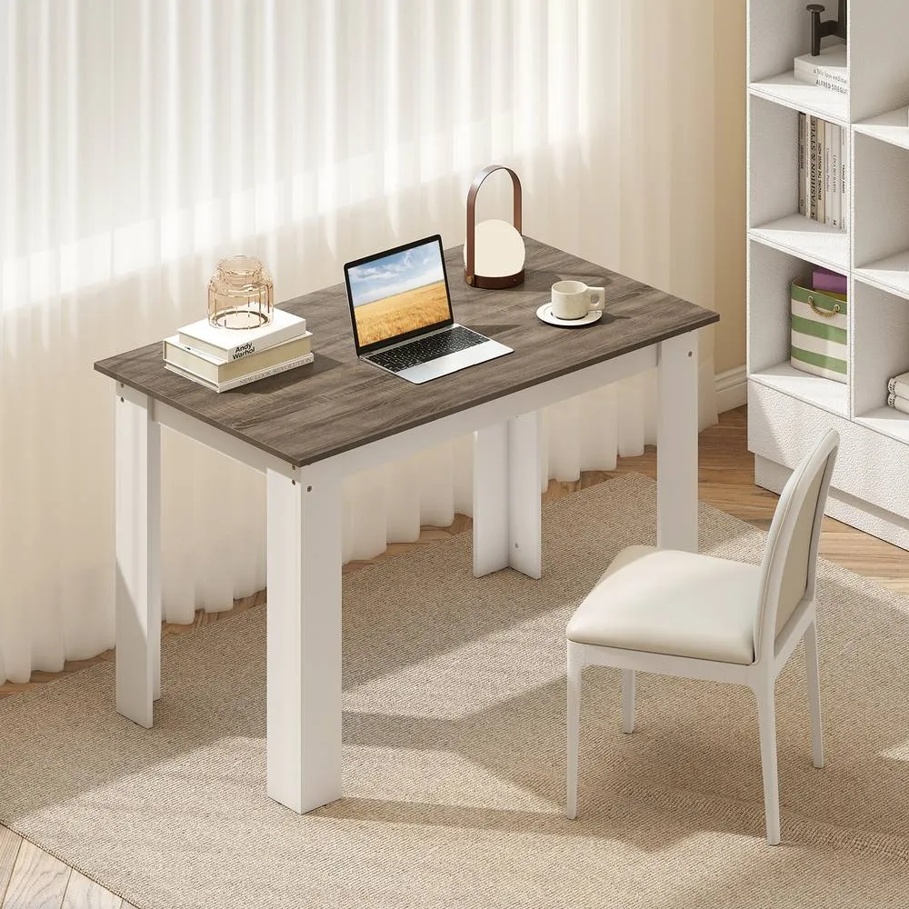 Costway 120 CM Kitchen Dining Table Wooden Rectangular Modern Dinette Table in White 4