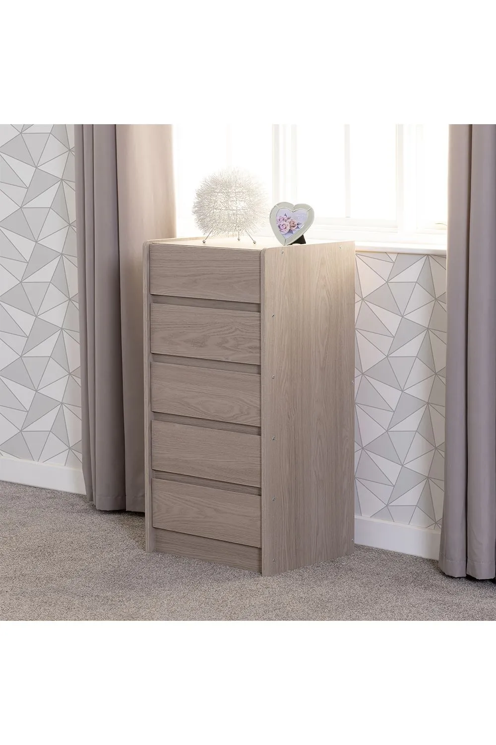 Seconique Paris 5 Drawer Chest in Light Grey