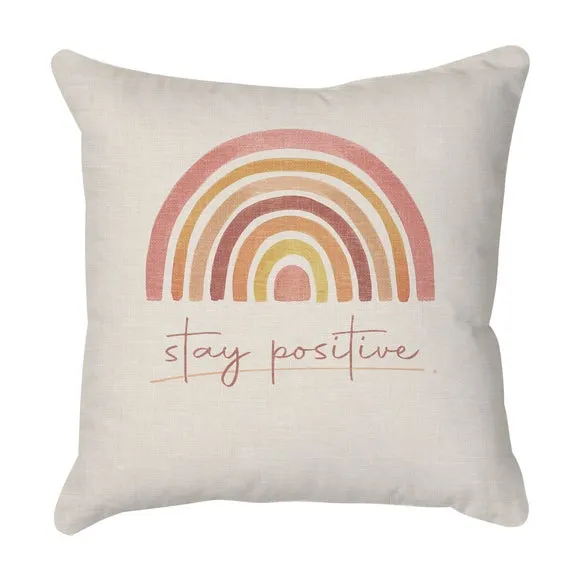 Stay Positive Line Art Square Cushion 3