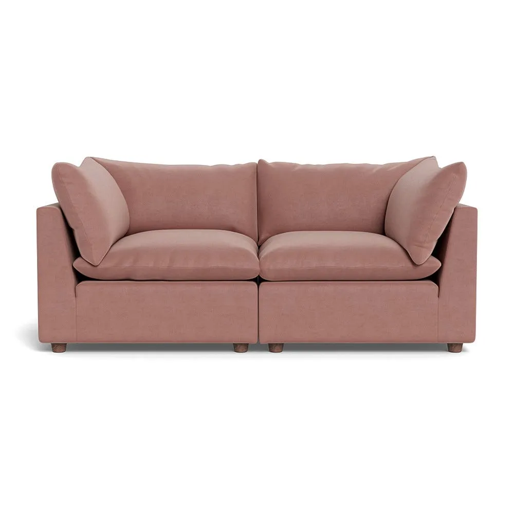Heal's Astrid 3 Seater Sofa Smart Luxe Velvet Dusky Pink Walnut Stained Beech Feet 1