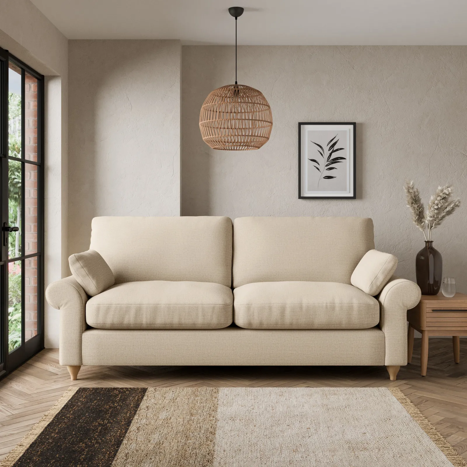 Salisbury Textured Weave 3 Seater Sofa Beige