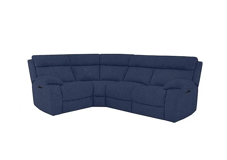 Moreno Small Fabric Power Recliner Left Hand Facing Corner Sofa with Power Headrests - Blue