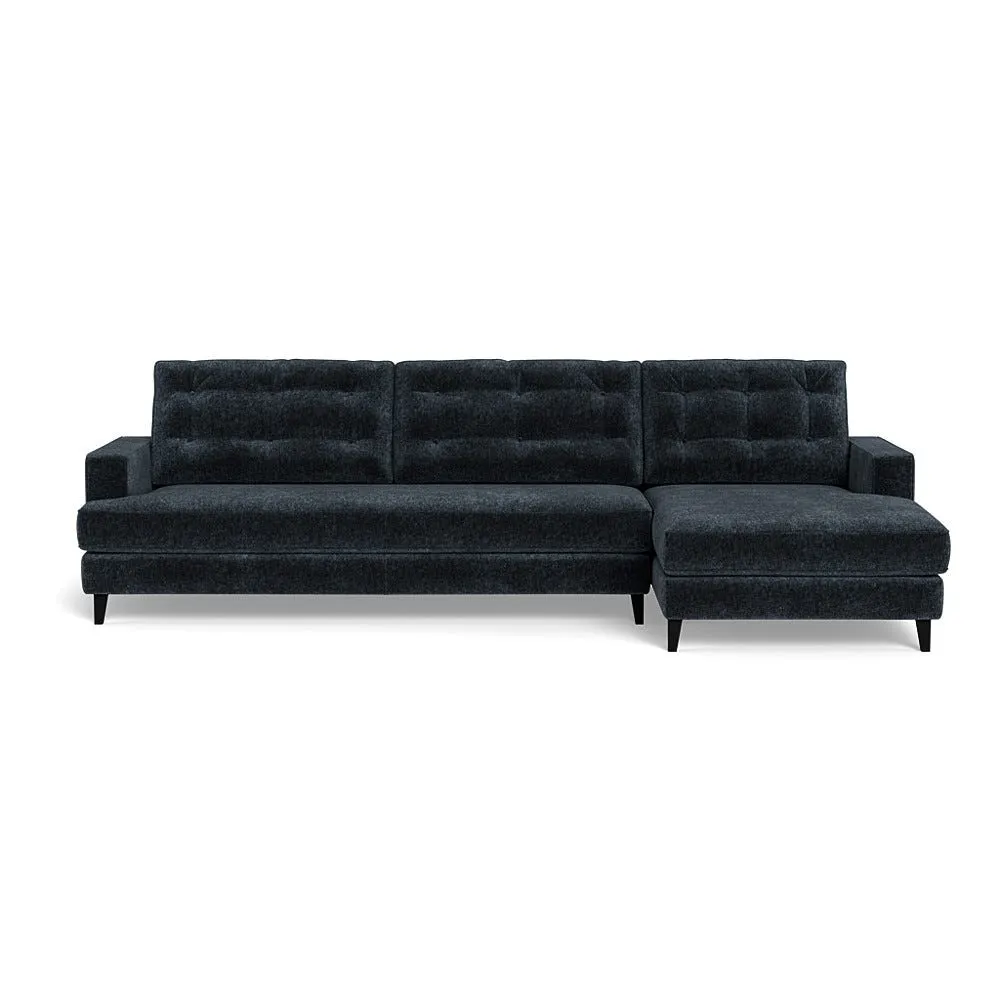 Heal's Mistral Right Hand Facing Corner Sofa Boucle Velvet Space Black Beech Feet 1