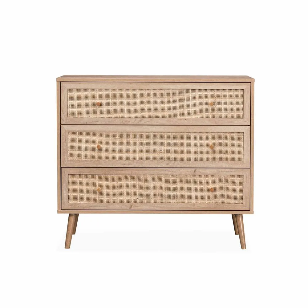 sweeek 3-drawer chest with wood & cane effect in Beige 4