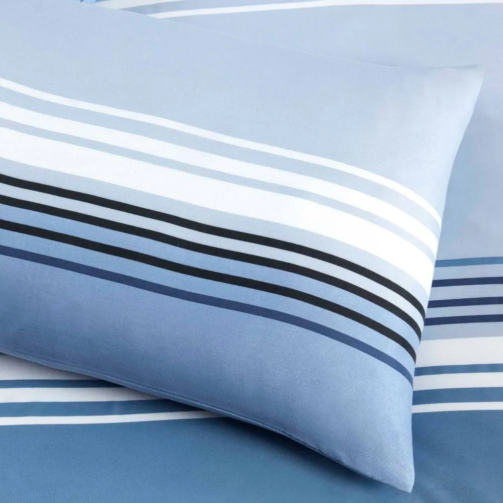 Rapport Home Chicago Stripes Microfiber Duvet Cover Bedding Set with Pillowcase in Blue 2