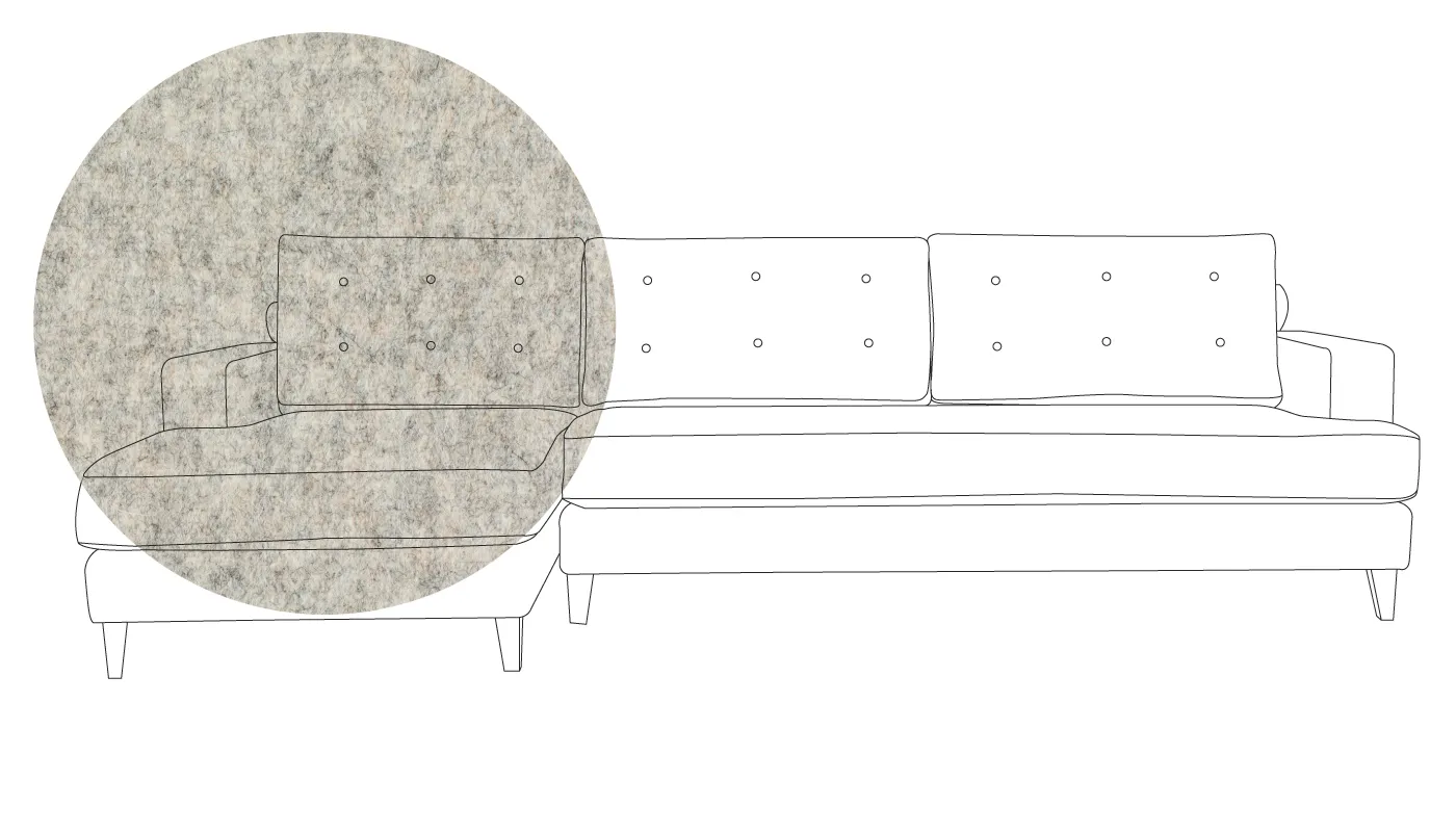 Heal's Mistral Left Hand Corner Sofa Melton Wool Limestone Natural Feet
