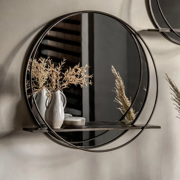 Cedar and Sage Weston Round Wall Mirror with Shelf