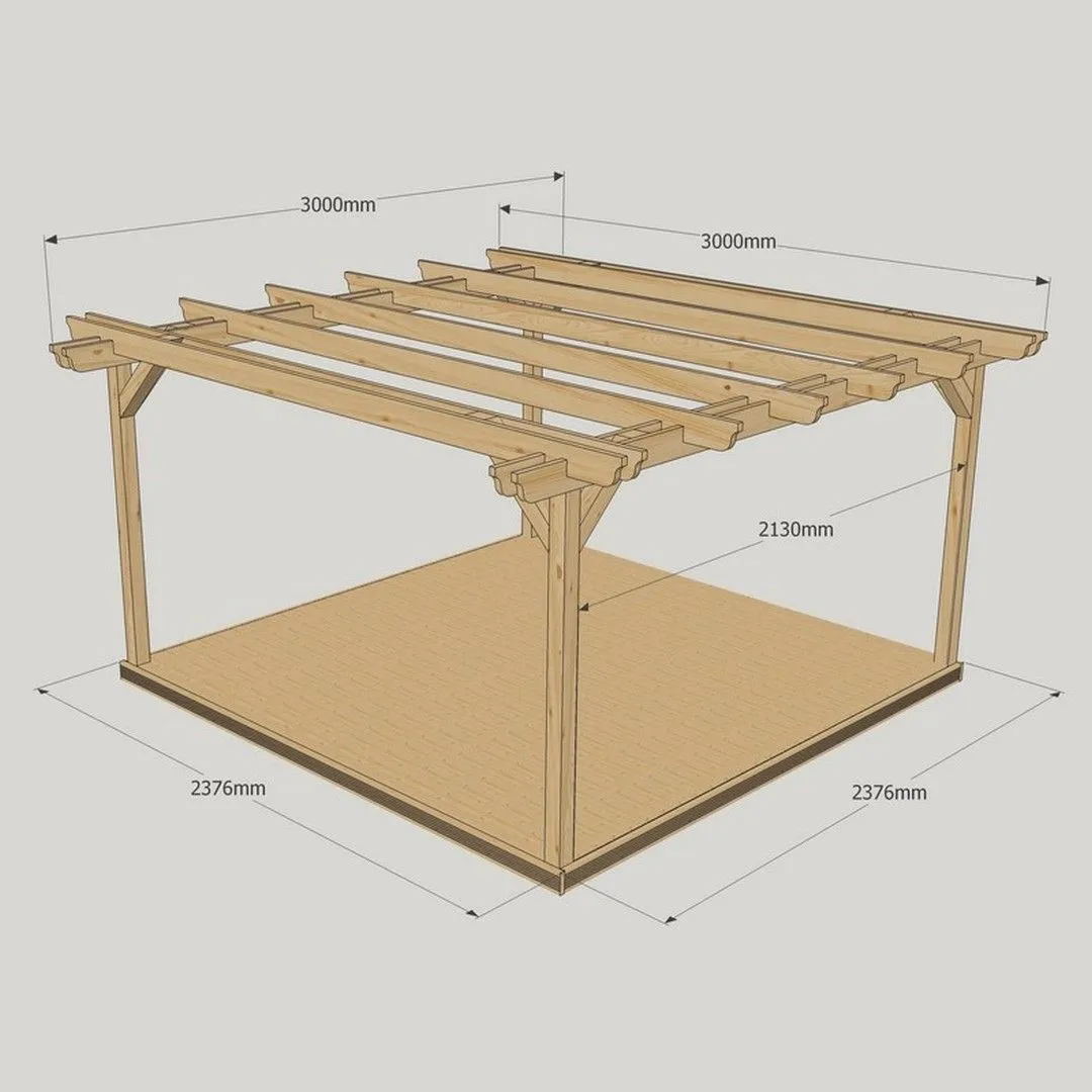 Rutland County Garden Furniture Ltd Double Garden Pergola & Decking Kit, L300 x W300 cm, Rustic Brown 3