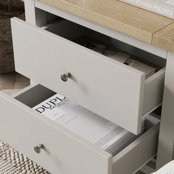 Olney Wide 2 Drawer Bedside Table 3