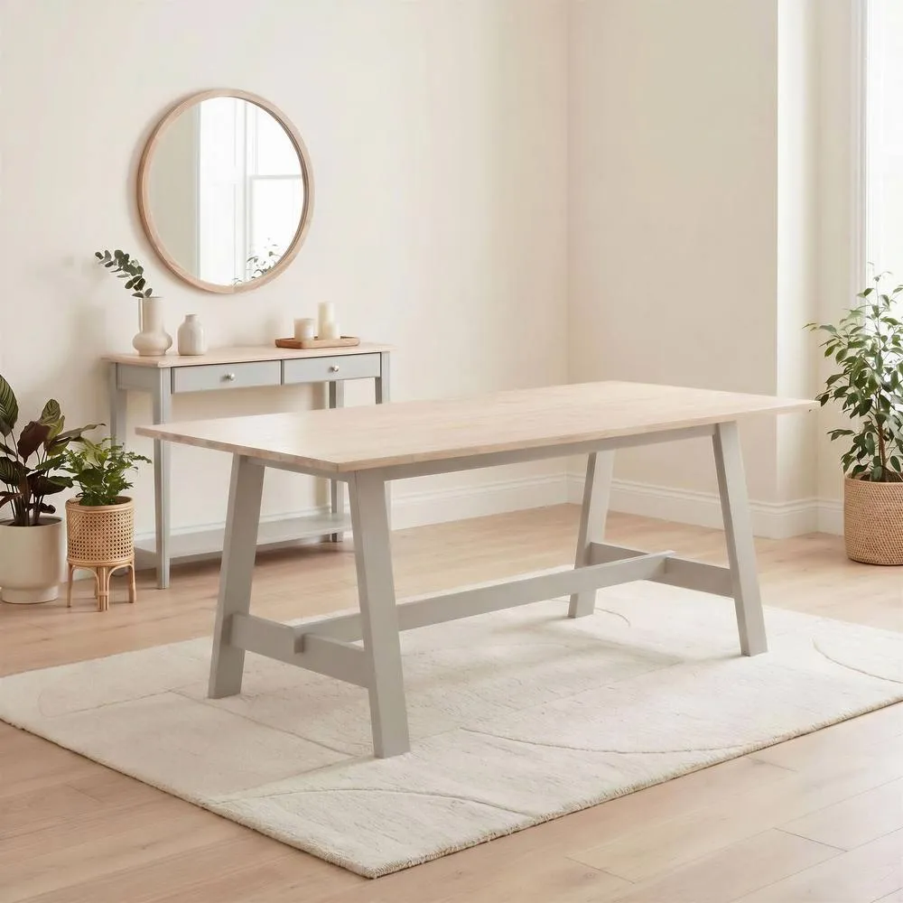 FurnitureboxUK Blakeney Rectangular Wood 6 Seater Dining Table in Off-White 1