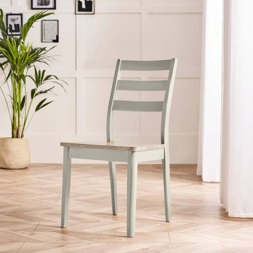 FurnitureboxUK 2x Lynton Whitewash & Light Grey Wooden Dining Chairs in White 2