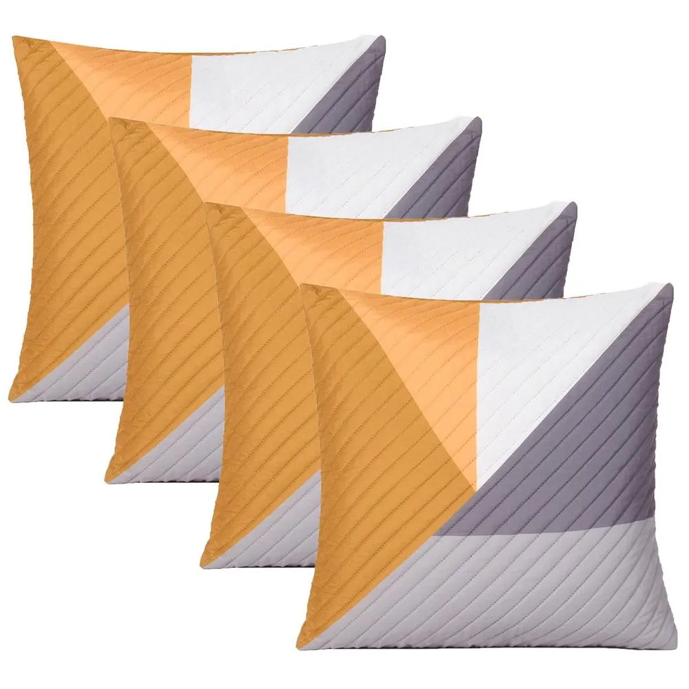 OHS 4 Pack Geometric Pinsonic Cushion Covers - 45 x 45cm in Yellow