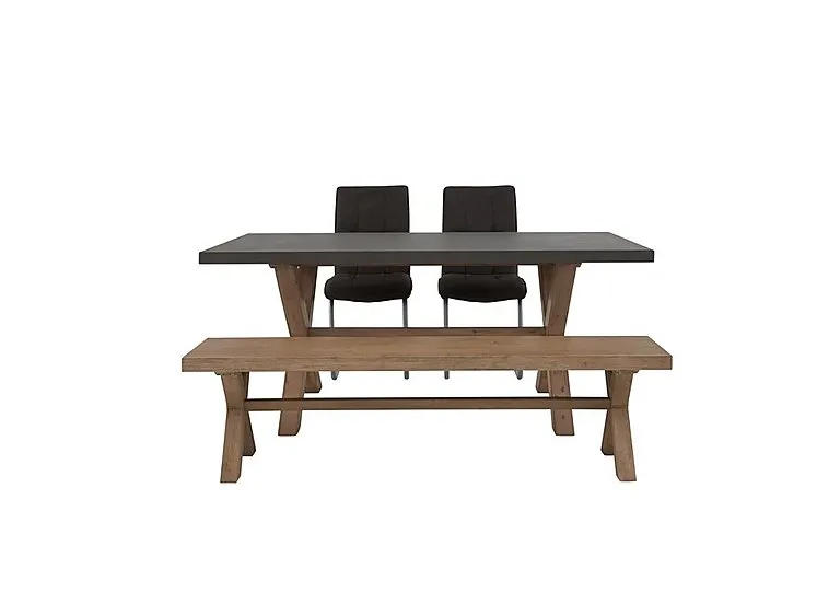 Fusion Large Table, 2 Chairs and Dining Bench Set
