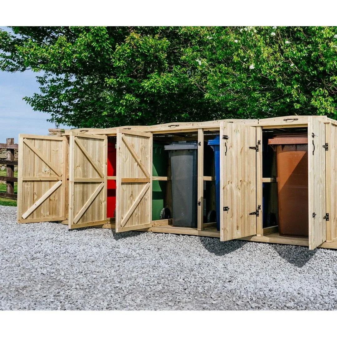 Buttercup Farm Chatburn Quintet Wheelie Bin Store, Fits 1x 180L or 240L & 4x 140L Bin in Brown 2