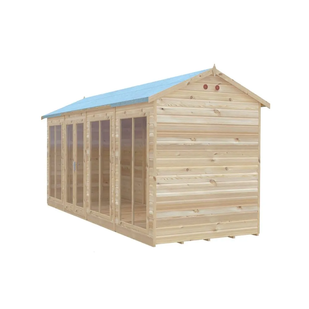 Shires Mayfield 16 x 6 Summerhouse - Wood - L179 x W476 x H240.9 cm in Light Brown 4