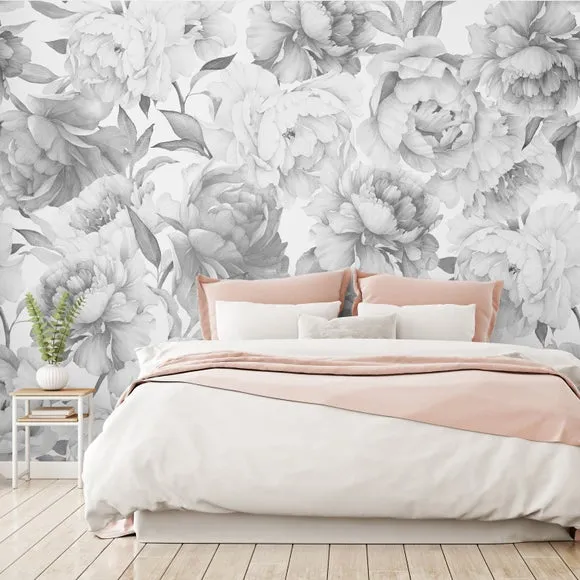 Tonal Peony Floral Wall Mural 3