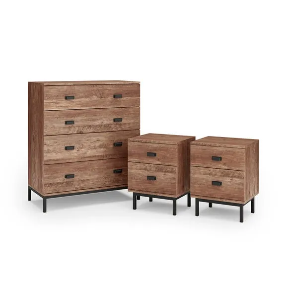 Fulton 2 Drawer Bedside Tables & 4 Drawer Chest Bundle