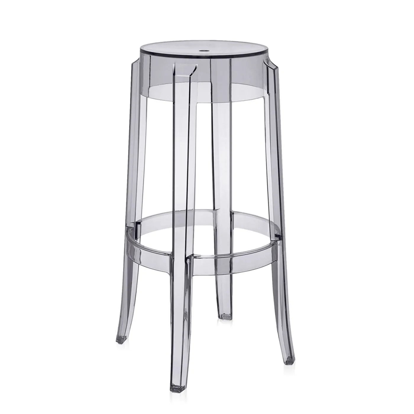 Kartell Charles Ghost Bar Stool 75cm Smoke Grey Set of 2 1