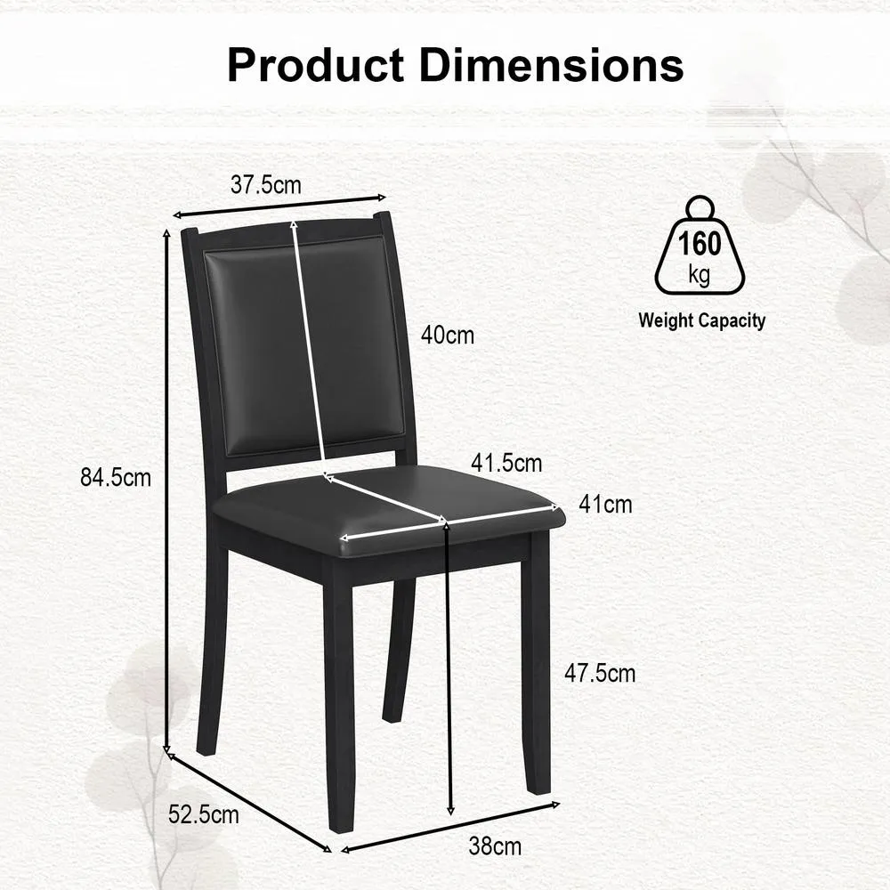 Costway Wooden Dining Chair with Padded Seat for Kitchen Dining Room in Black