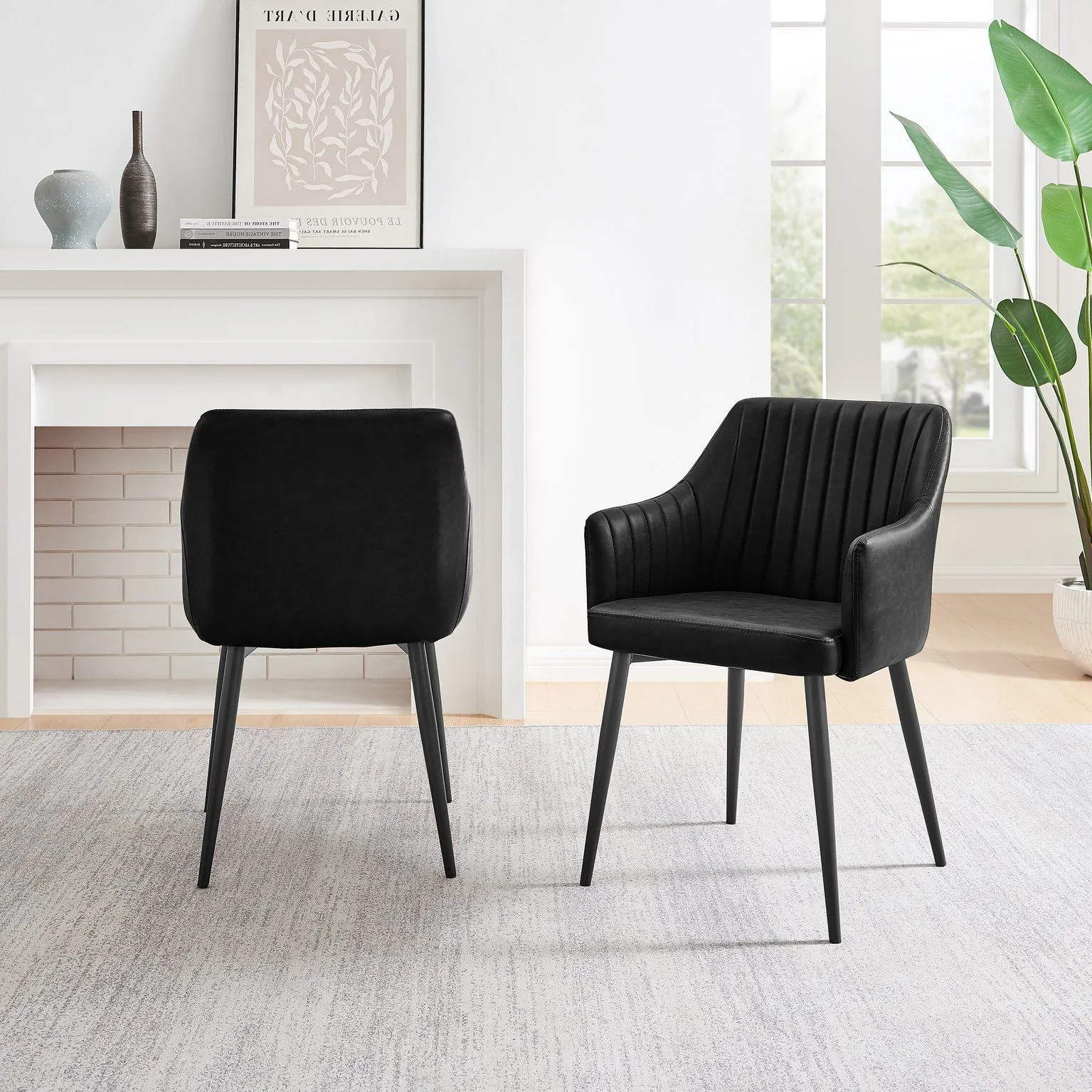 FurnitureboxUK Set of 2 Calla Faux Leather Dining Chairs With Black Metal Legs 4