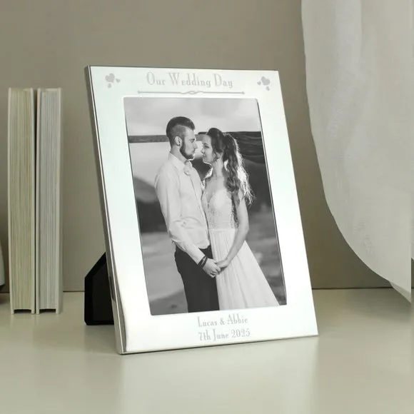 Personalised Decorative Our Wedding Day Silver Photo Frame 3