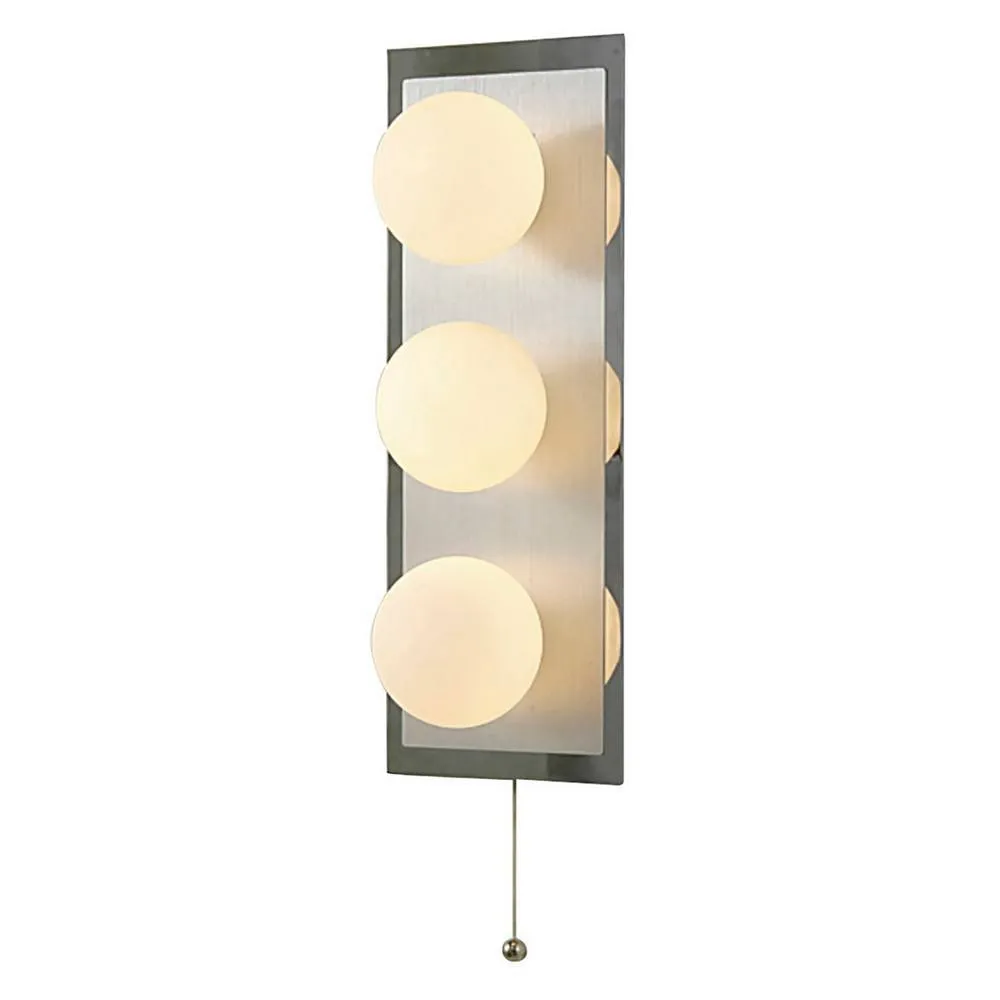 Netlighting IP44 Globe Wall Lamp PullCord Switch 3 Light G9 In Polished Chrome in Grey
