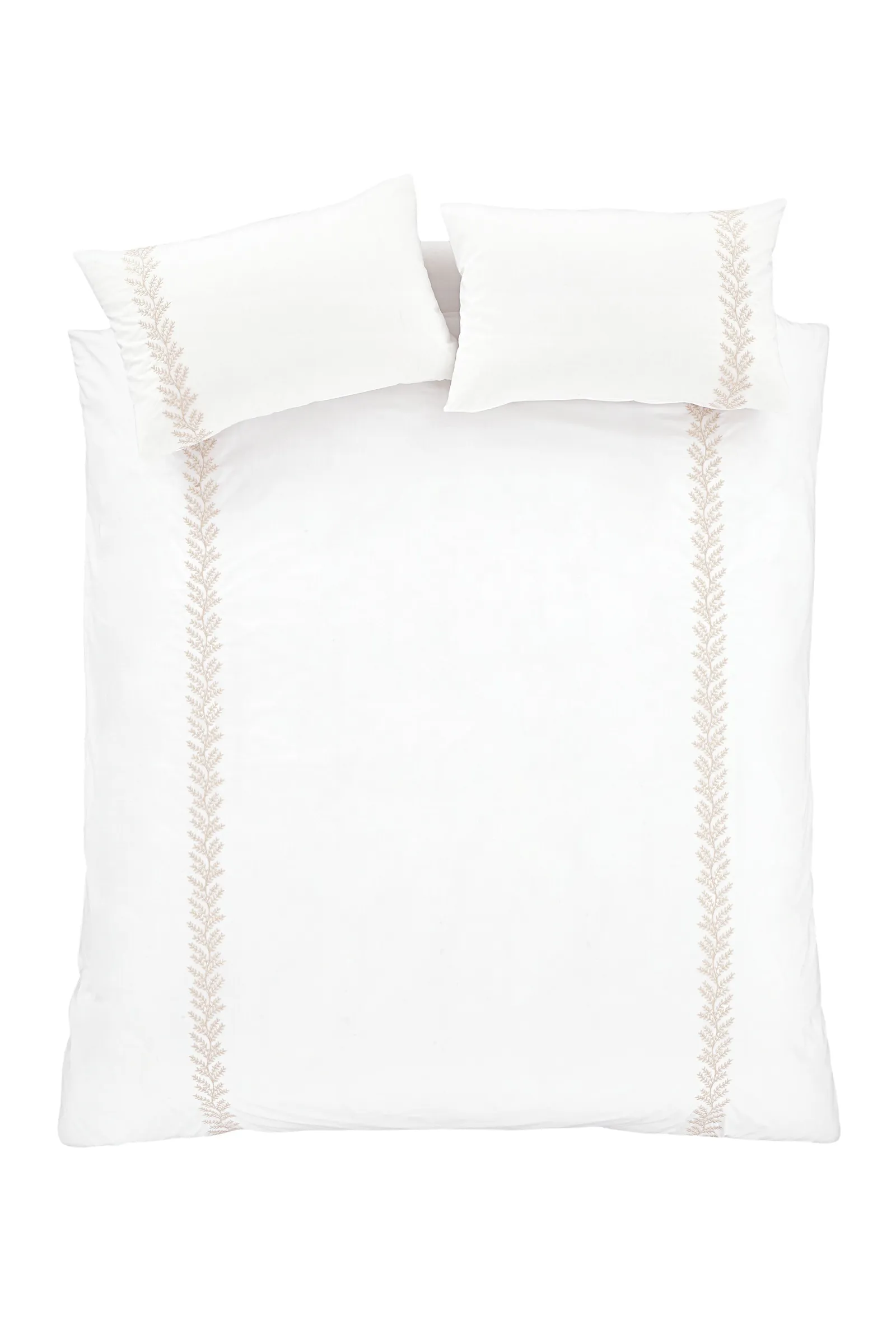 Bianca 'Embroidery Leaf ' 180 Thread Count Cotton Duvet Cover Set in Natural 5