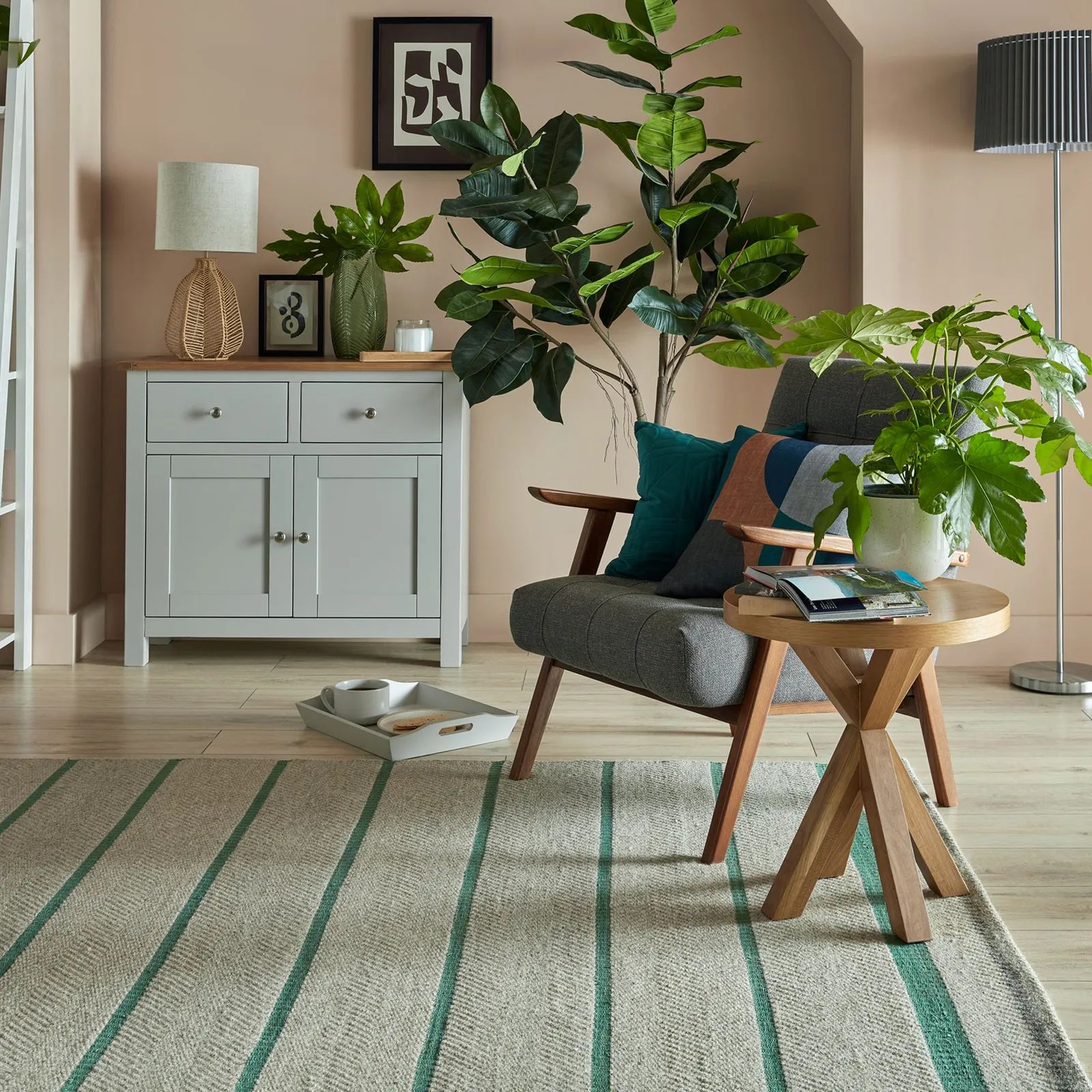 Terra Stripe Flatweave Rug Green