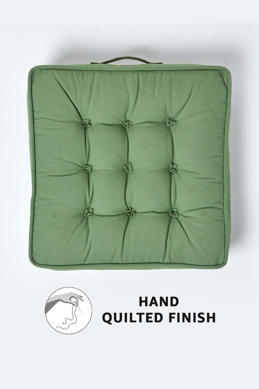 Homescapes Cotton Armchair Booster Cushion in Dark Green 3