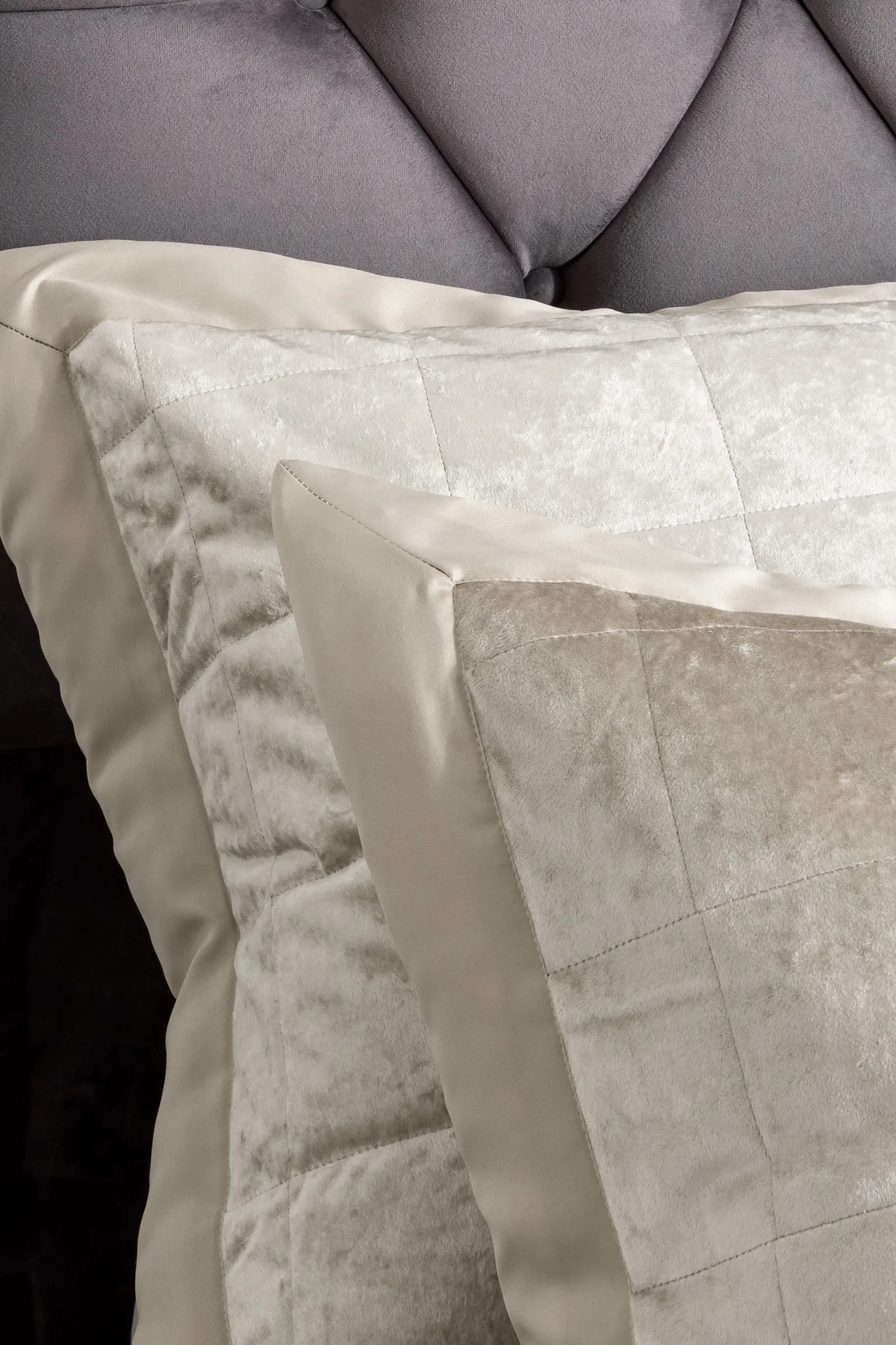 Catherine Lansfield 'Crushed Velvet' Pillowsham Pair in Natural 2