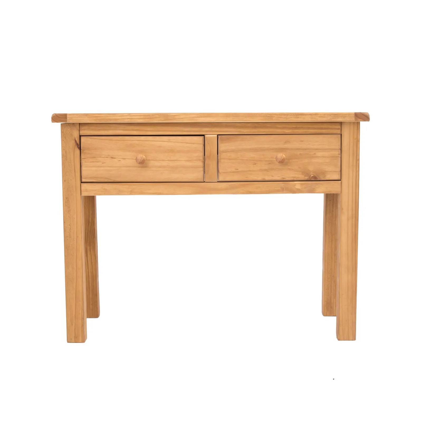 Cabinet Bits Lugo Waxed 2 Drawer Console Table Wood Knob in Light Brown