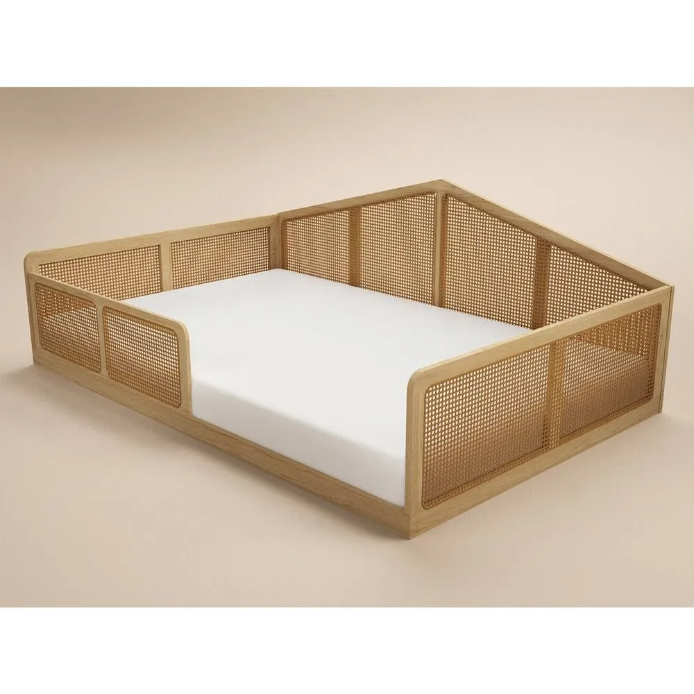 Flair Julian Small Double Montessori Bed with Rattan Panels in Natural 4