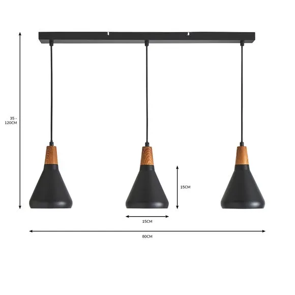 Elements Wolston 3 Light Diner Ceiling Light 6