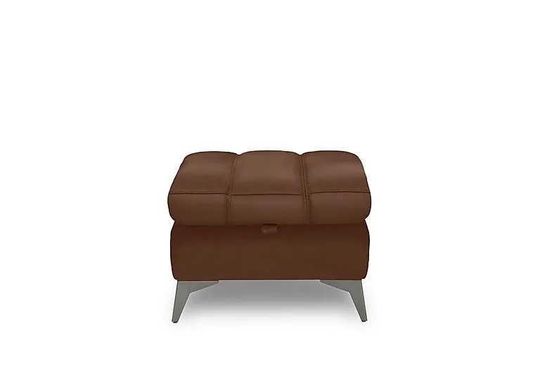 Angelo Leather Storage Footstool - Roast