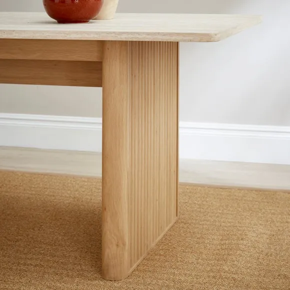 Lucin Travertine Effect 6 Seater Rectangle Dining Table 4