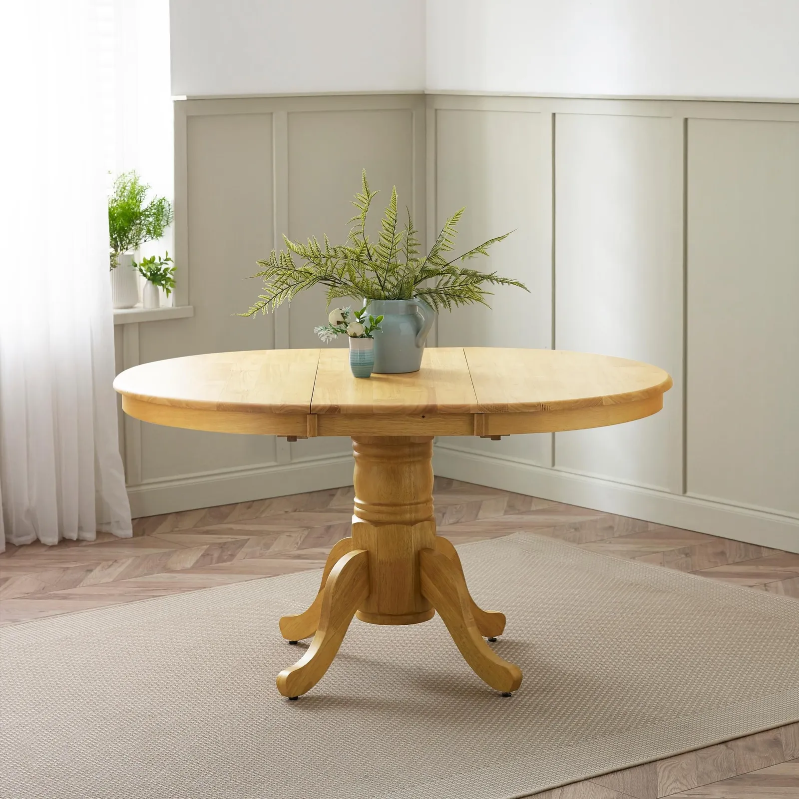 FurnitureboxUK Padstow Wooden Extending Dining Table & 6 Millford Chairs in Light Oak 3