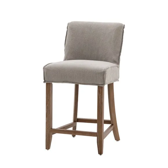 Thane Set of 2 Bar Stools, Grey Linen 5